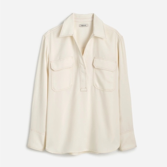 Madewell winter white Contrast-Stitch Popover Shirt - Picture 5 of 6